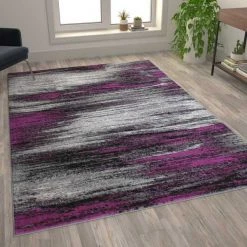 Flash Furniture Purple 6x9 Abstract Area Rug