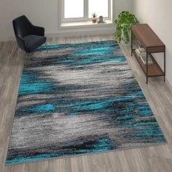 Flash Furniture Turquoise 8x10 Abstract Area Rug