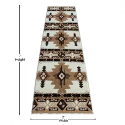 Flash Furniture 2' x 7' Ivory Rustic Southwest Style Area Rug -Rugs&Mats Official Shop Belnick20LLC ACDxxRGXR1Mxx27xxIVxxGGxxDIMSxx9b8291