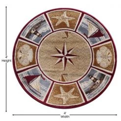 Flash Furniture Beige 4x4 Round Nautical Olefin Indoor Area Rug -Rugs&Mats Official Shop Belnick20LLC ACDxxRGZ8758xx44xxBGxxGGxxDIMSxxcde9d7