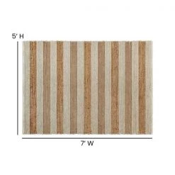 Flash Furniture 5' x 7' Handwoven Striped Jute Blend Area Rug in Natural Tones -Rugs&Mats Official Shop Belnick20LLC CIxx20xx9354xx57xxGGxxDIMSxxa04267