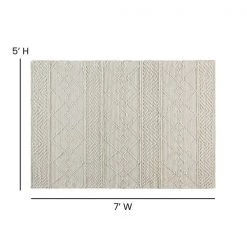 Flash Furniture 5'x7' Ivory Handwoven Geometric Area Rug -Rugs&Mats Official Shop Belnick20LLC CIxx20xx9450Bxx57xxIVxxGGxxDIMSxx0089a3