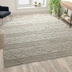 Flash Furniture 8'x10' Ivory Handwoven Geometric Area Rug