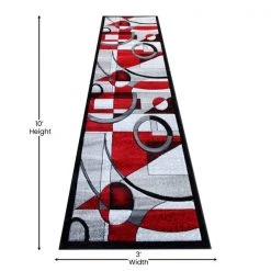 Flash Furniture Red 3 x 10 Geometric Abstract Area Rug -Rugs&Mats Official Shop Belnick20LLC KPxxRG950xx310xxRDxxGGxxDIMSxxbb37a3