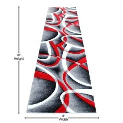 Flash Furniture Red 3' x 10' Modern Plush Abstract Area Rug -Rugs&Mats Official Shop Belnick20LLC KPxxRG951xx310xxRDxxGGxxDIMSxxe47f06