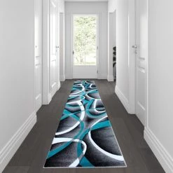 Flash Furniture Turquoise 3' x 10' Modern Plush Abstract Area Rug