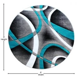 Flash Furniture Turquoise 5' x 5' Modern Plush Abstract Area Rug -Rugs&Mats Official Shop Belnick20LLC KPxxRG951xx55xxTQxxGGxxDIMSxxc9592e