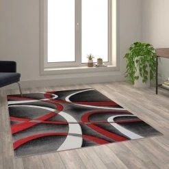 Flash Furniture Red 5' x 7' Modern Plush Abstract Area Rug -Rugs&Mats Official Shop Belnick20LLC KPxxRG951xx57xxRDxxGGxxLS2xx6a9c17