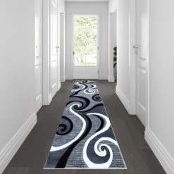 Flash Furniture Gray 3' x 10' Modern Plush Abstract Area Rug