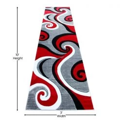 Flash Furniture Red 3' x 10' Modern Plush Abstract Area Rug -Rugs&Mats Official Shop Belnick20LLC KPxxRG952xx310xxRDxxGGxxDIMSxx9076f3