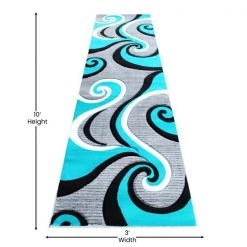 Flash Furniture Turquoise 3' x 10' Modern Plush Abstract Area Rug -Rugs&Mats Official Shop Belnick20LLC KPxxRG952xx310xxTQxxGGxxDIMSxx9c6c3f