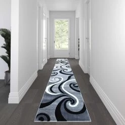 Flash Furniture Gray 3' x 16' Modern Plush Abstract Area Rug