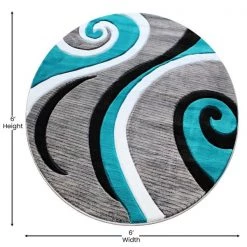 Flash Furniture Turquoise 5' x 5' Modern Plush Abstract Area Rug -Rugs&Mats Official Shop Belnick20LLC KPxxRG952xx55xxTQxxGGxxDIMSxxc70bc0