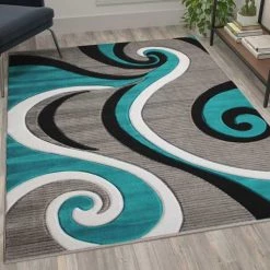 Flash Furniture Turquoise 5' x 7' Modern Plush Abstract Area Rug -Rugs&Mats Official Shop Belnick20LLC KPxxRG952xx57xxTQxxGGxxLS2xx777ee8