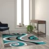Flash Furniture Turquoise 5' x 7' Modern Plush Abstract Area Rug