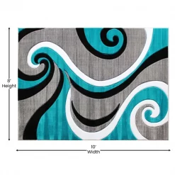 Flash Furniture Turquoise 8' x 10' Modern Plush Abstract Area Rug -Rugs&Mats Official Shop Belnick20LLC KPxxRG952xx810xxTQxxGGxxDIMSxx9fbc97