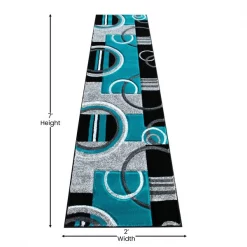 Flash Furniture Turquoise 2' x 7' Geometric Abstract Area Rug -Rugs&Mats Official Shop Belnick20LLC KPxxRG953xx27xxTQxxGGxxDIMSxxc1519d