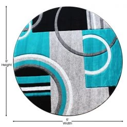 Flash Furniture Turquoise 5' x 5' Geometric Abstract Area Rug -Rugs&Mats Official Shop Belnick20LLC KPxxRG953xx55xxTQxxGGxxDIMSxx736060
