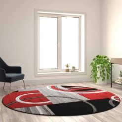 Flash Furniture Red 8' x 8' Geometric Abstract Area Rug -Rugs&Mats Official Shop Belnick20LLC KPxxRG953xx88xxRDxxGGxxLS2xxf58665