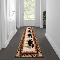 Flash Furniture 2' x 7' Brown Rustic Bear and Cub Olefin Area Rug