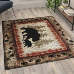 Flash Furniture 4' x 5' Brown Rustic Bear and Cub Olefin Area Rug -Rugs&Mats Official Shop Belnick20LLC KPxxRGB3940xx45xxBNxxGGxxLS2xxbdbee9