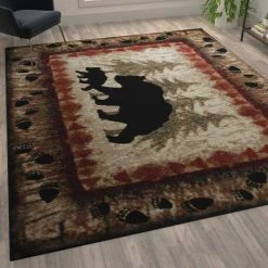 Flash Furniture 8' x 10' Brown Rustic Bear and Cub Olefin Area Rug -Rugs&Mats Official Shop Belnick20LLC KPxxRGB3940xx810xxBNxxGGxxLS2xxbea08e