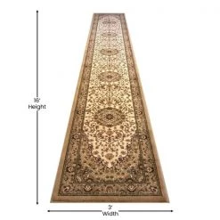 Flash Furniture Ivory 3' x 15' Traditional Persian Style Area Rug -Rugs&Mats Official Shop Belnick20LLC NRxxRG29xx315xxIVxxGGxxDIMSxx6c415a