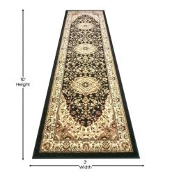 Flash Furniture Black 3' x 10' Traditional Persian Style Area Rug -Rugs&Mats Official Shop Belnick20LLC NRxxRG9xx310xxBKxxGGxxDIMSxx40d291