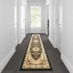 Flash Furniture Black 3' x 10' Traditional Persian Style Area Rug