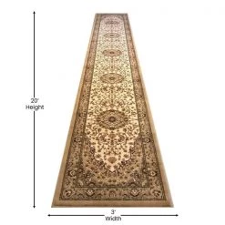 Flash Furniture Ivory 3' x 20' Traditional Persian Style Area Rug -Rugs&Mats Official Shop Belnick20LLC NRxxRGB401xx320xxIVxxGGxxDIMSxx82ce8c