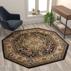 Flash Furniture Black 5x5 Octagon Traditional Persian Style Rug -Rugs&Mats Official Shop Belnick20LLC NRxxRGB401xx55OxxBKxxGGxxLS2xxe65d55