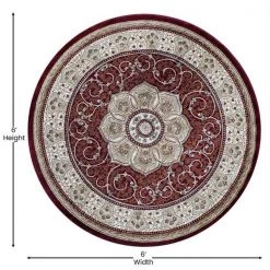 Flash Furniture Burgundy 5' x 5' Persian Style Round Area Rug -Rugs&Mats Official Shop Belnick20LLC NRxxRGB404xx55RxxBUxxGGxxDIMSxx5d07d5