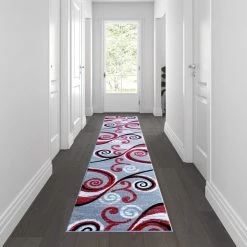 Flash Furniture Red 2' x 11' Distressed Abstract Area Rug