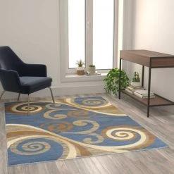Flash Furniture Blue 5' x 7' Distressed Abstract Area Rug -Rugs&Mats Official Shop Belnick20LLC OKRxxRG1100xx57xxBLxxGGxxLS2xx652d77