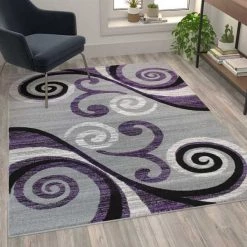 Flash Furniture Purple 5' x 7' Distressed Abstract Area Rug