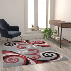 Flash Furniture Red 5' x 7' Distressed Abstract Area Rug -Rugs&Mats Official Shop Belnick20LLC OKRxxRG1100xx57xxRDxxGGxxLS2xxff6774