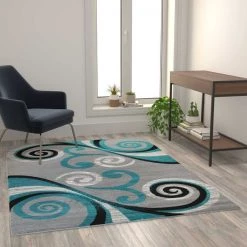 Flash Furniture Turquoise 5' x 7' Distressed Abstract Area Rug -Rugs&Mats Official Shop Belnick20LLC OKRxxRG1100xx57xxTQxxGGxxLS2xx13b4c0