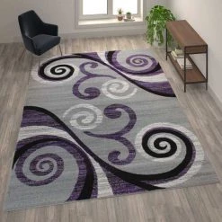 Flash Furniture Purple 8' x 10' Distressed Abstract Area Rug
