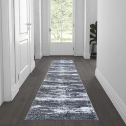 Flash Furniture 2' x 7' Gray Distressed Olefin Area Rug