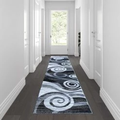 Flash Furniture Gray 2' x 11' Modern Swirl Pattern Area Rug