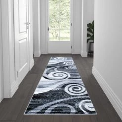 Flash Furniture Gray 2' x 7' Modern Swirl Pattern Area Rug