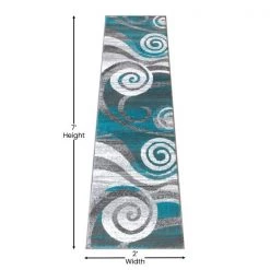 Flash Furniture Turquoise 2' x 7' Modern Swirl Pattern Area Rug -Rugs&Mats Official Shop Belnick20LLC OKRxxRG1103xx27xxTQxxGGxxDIMSxx0eb9fb