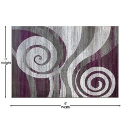 Flash Furniture Purple 6' x 9' Modern Swirl Pattern Area Rug -Rugs&Mats Official Shop Belnick20LLC OKRxxRG1103xx69xxPUxxGGxxDIMSxx04795c