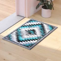 Flash Furniture Turquoise 2' x 3' Diamond Patterned Area Rug -Rugs&Mats Official Shop Belnick20LLC OKRxxRG1106xx23xxTQxxGGxxLS2xx1714b0