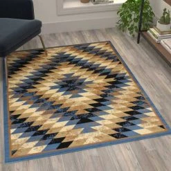 Flash Furniture Blue 4' x 5' Diamond Patterned Area Rug -Rugs&Mats Official Shop Belnick20LLC OKRxxRG1106xx45xxBLxxGGxxLS2xx5ab5e5