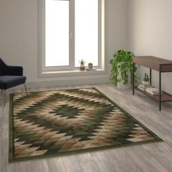 Flash Furniture Green 6' x 9' Diamond Patterned Area Rug