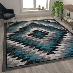 Flash Furniture Turquoise 8' x 10' Diamond Patterned Area Rug -Rugs&Mats Official Shop Belnick20LLC OKRxxRG1106xx810xxTQxxGGxxLS2xxeb77fe