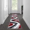 Flash Furniture Red 2' x 7' Modern Waves Indoor Olefin Area Rug