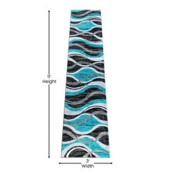 Flash Furniture Turquoise 2' x 11' Ripple Pattern Indoor Area Rug -Rugs&Mats Official Shop Belnick20LLC OKRxxRG1109xx211xxTQxxGGxxDIMSxx30b711