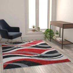 Flash Furniture Red 5' x 7' Ripple Patterned Indoor Area Rug -Rugs&Mats Official Shop Belnick20LLC OKRxxRG1109xx57xxRDxxGGxxLS2xx87edac